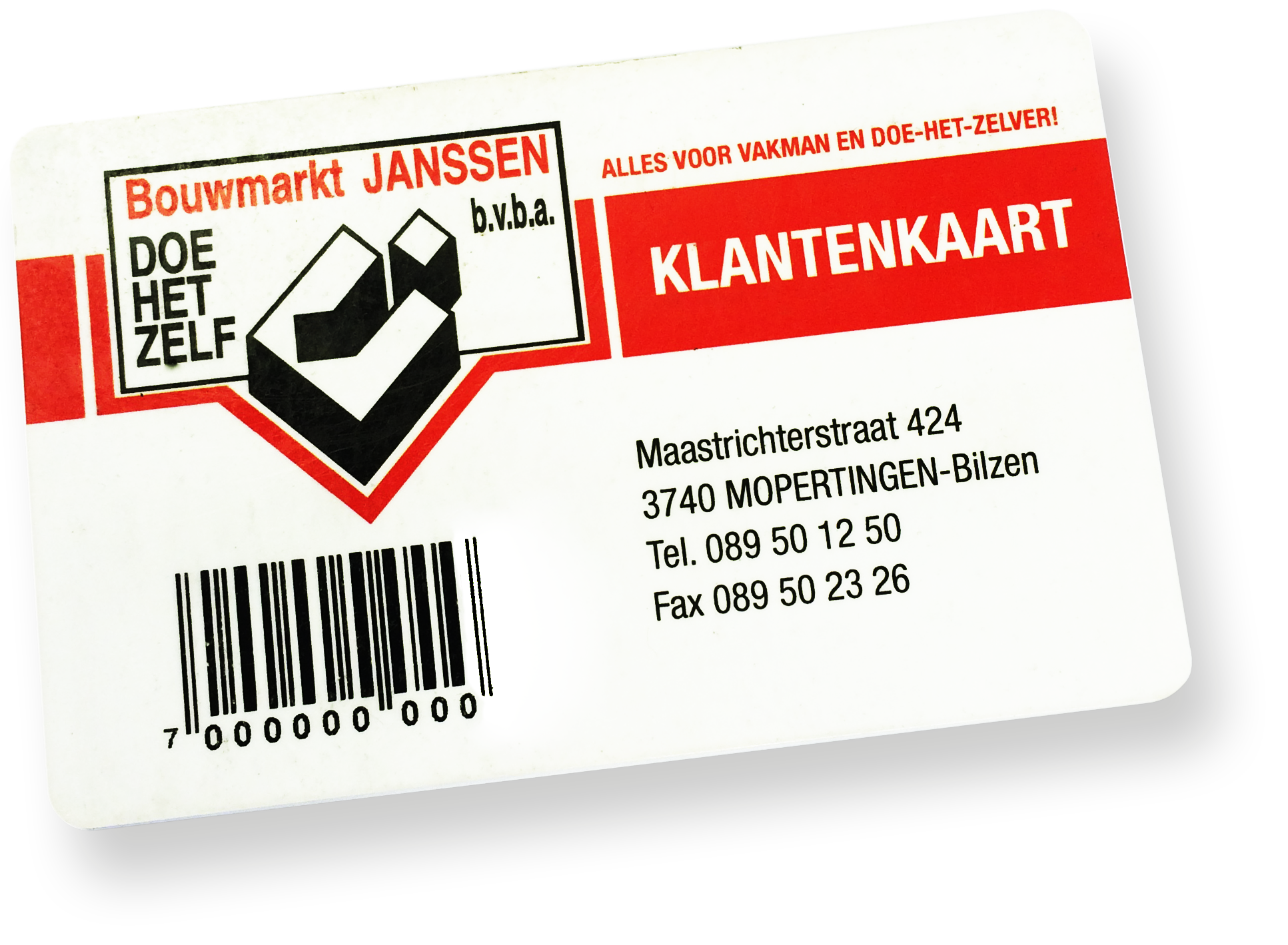 klantenkaart Bouwmarkt Janssen